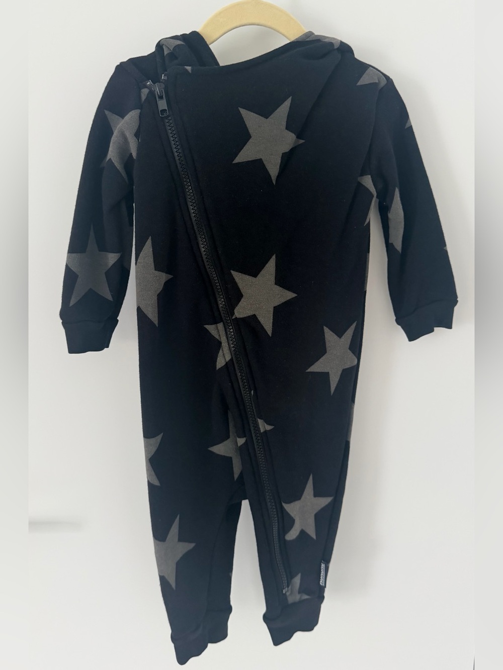 Nununu Black Star Zip Hooded Onesie